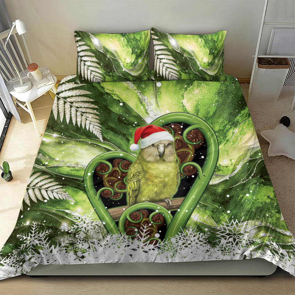 Kakapo New Zealand Christmas In July Bedding Set NZ Aroha Koru Fern Marble Vibes LT14 - Polynesian Pride
