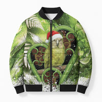 Kakapo New Zealand Christmas In July Bomber Puffer Jacket NZ Aroha Koru Fern Marble Vibes LT14 Unisex Green - Polynesian Pride