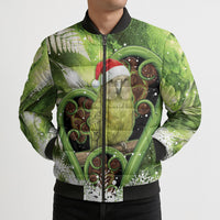 Kakapo New Zealand Christmas In July Bomber Puffer Jacket NZ Aroha Koru Fern Marble Vibes LT14 - Polynesian Pride