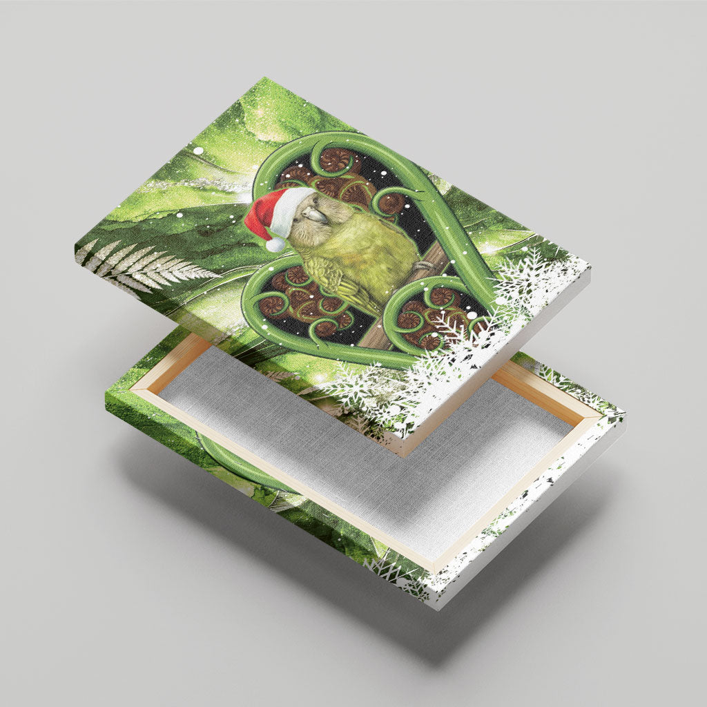 Kakapo New Zealand Christmas In July Canvas Wall Art NZ Aroha Koru Fern Marble Vibes LT14 - Polynesian Pride