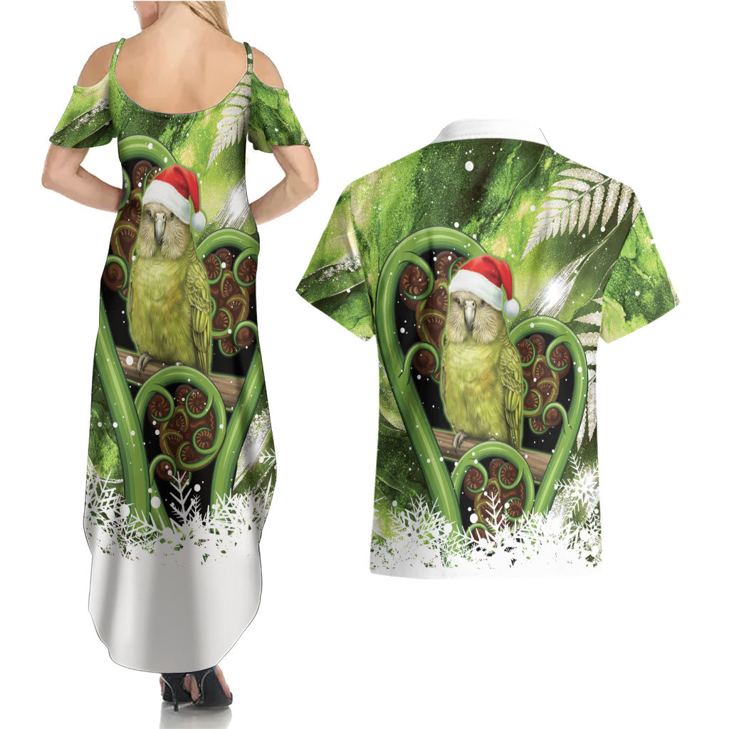 Kakapo New Zealand Christmas In July Couples Matching Summer Maxi Dress and Hawaiian Shirt NZ Aroha Koru Fern Marble Vibes LT14 - Polynesian Pride