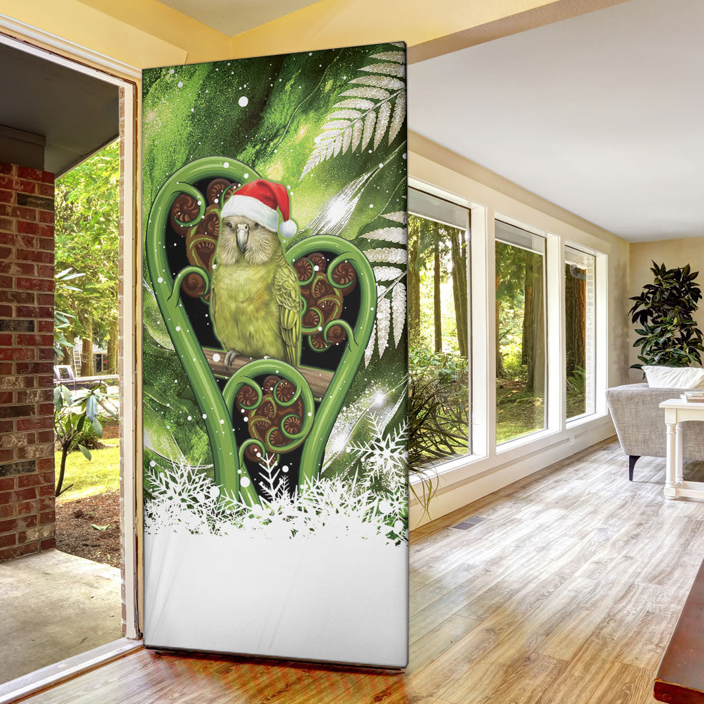 Kakapo New Zealand Christmas In July Door Cover NZ Aroha Koru Fern Marble Vibes LT14 - Polynesian Pride