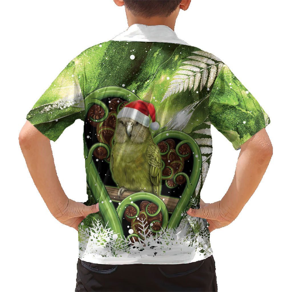 Kakapo New Zealand Christmas In July Family Matching Long Sleeve Bodycon Dress and Hawaiian Shirt NZ Aroha Koru Fern Marble Vibes LT14 - Polynesian Pride