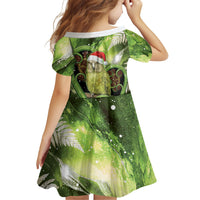 Kakapo New Zealand Christmas In July Family Matching Short Sleeve Bodycon Dress and Hawaiian Shirt NZ Aroha Koru Fern Marble Vibes LT14 - Polynesian Pride