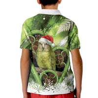 Kakapo New Zealand Christmas In July Kid Polo Shirt NZ Aroha Koru Fern Marble Vibes LT14 - Polynesian Pride
