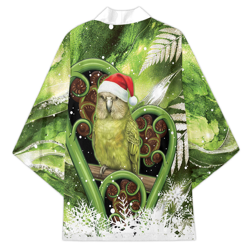 Kakapo New Zealand Christmas In July Kimono NZ Aroha Koru Fern Marble Vibes LT14 - Polynesian Pride
