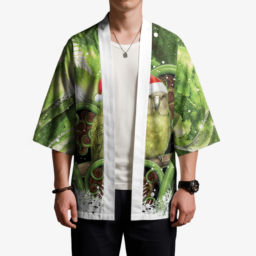 Kakapo New Zealand Christmas In July Kimono NZ Aroha Koru Fern Marble Vibes LT14 - Polynesian Pride