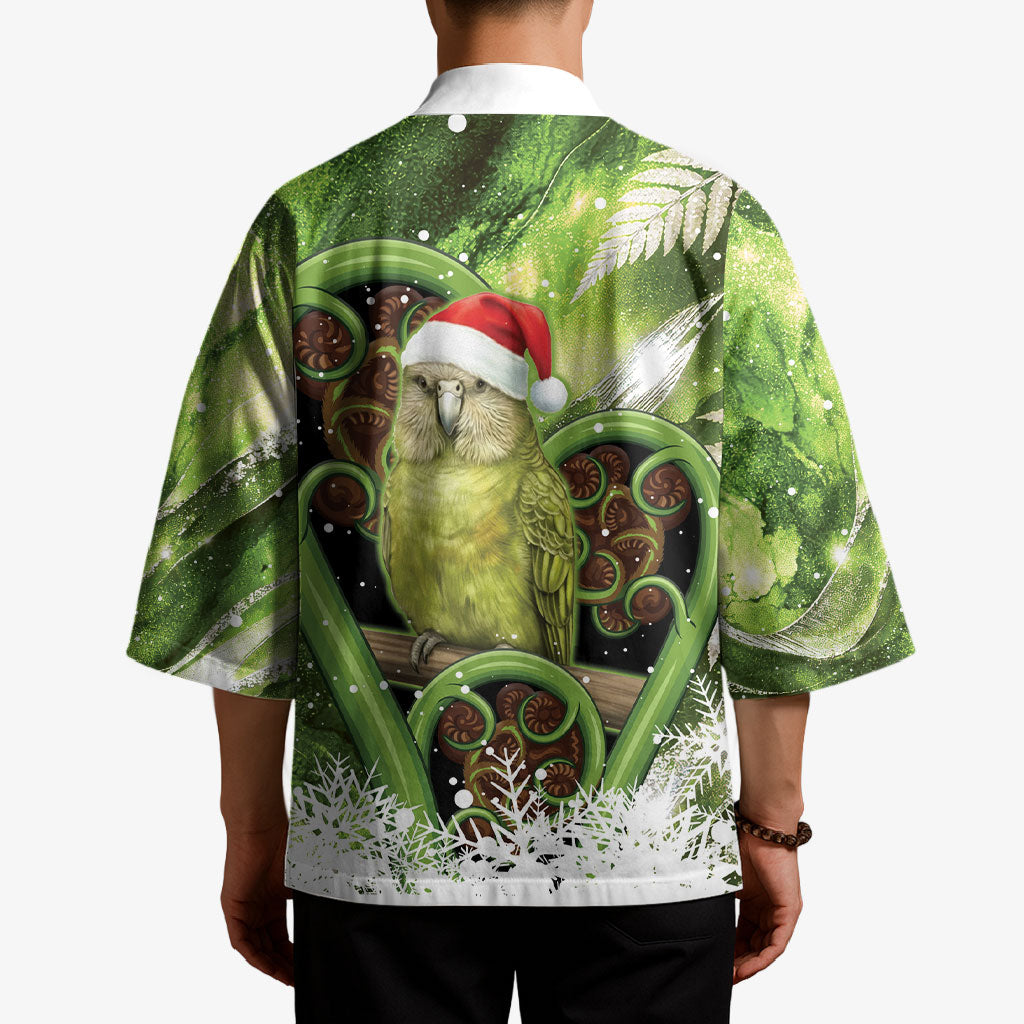 Kakapo New Zealand Christmas In July Kimono NZ Aroha Koru Fern Marble Vibes LT14 - Polynesian Pride