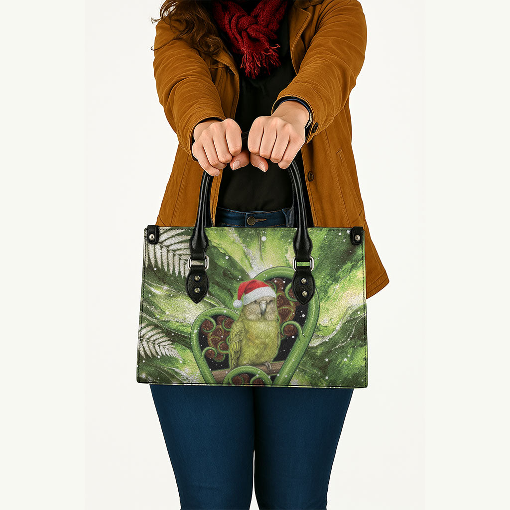 Kakapo New Zealand Christmas In July Leather Bag NZ Aroha Koru Fern Marble Vibes LT14 - Polynesian Pride