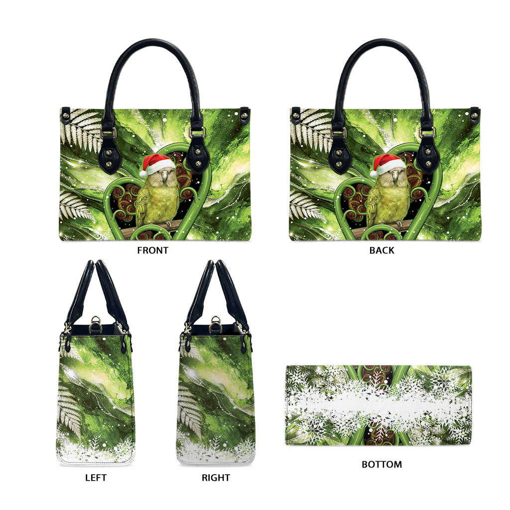 Kakapo New Zealand Christmas In July Leather Bag NZ Aroha Koru Fern Marble Vibes LT14 - Polynesian Pride