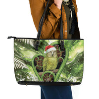 Kakapo New Zealand Christmas In July Leather Tote Bag NZ Aroha Koru Fern Marble Vibes LT14 - Polynesian Pride