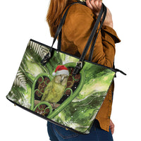 Kakapo New Zealand Christmas In July Leather Tote Bag NZ Aroha Koru Fern Marble Vibes LT14 - Polynesian Pride