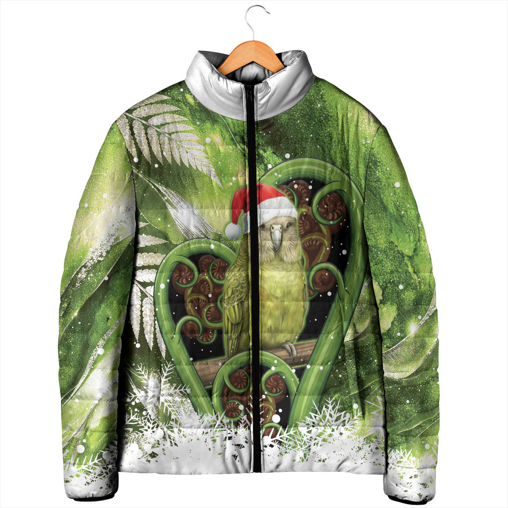 Kakapo New Zealand Christmas In July Padded Jacket NZ Aroha Koru Fern Marble Vibes LT14 - Polynesian Pride