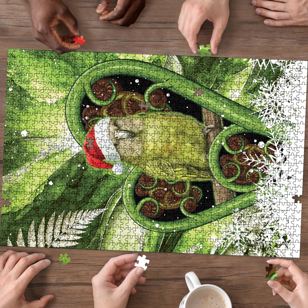 Kakapo New Zealand Christmas In July Puzzle NZ Aroha Koru Fern Marble Vibes LT14 - Polynesian Pride