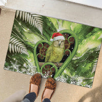 Kakapo New Zealand Christmas In July Rubber Doormat NZ Aroha Koru Fern Marble Vibes LT14 - Polynesian Pride