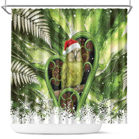 Kakapo New Zealand Christmas In July Shower Curtain NZ Aroha Koru Fern Marble Vibes LT14 Green - Polynesian Pride