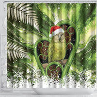 Kakapo New Zealand Christmas In July Shower Curtain NZ Aroha Koru Fern Marble Vibes LT14 - Polynesian Pride