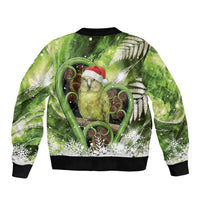 Kakapo New Zealand Christmas In July Sleeve Zip Bomber Jacket NZ Aroha Koru Fern Marble Vibes LT14 - Polynesian Pride