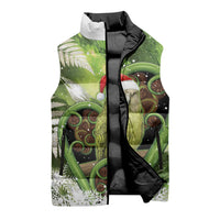Kakapo New Zealand Christmas In July Sleeveless Puffer Jacket NZ Aroha Koru Fern Marble Vibes LT14 - Polynesian Pride