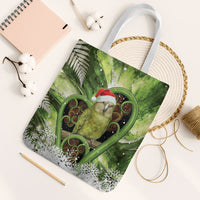 Kakapo New Zealand Christmas In July Tote Bag NZ Aroha Koru Fern Marble Vibes LT14 White Strap One Size Green - Polynesian Pride