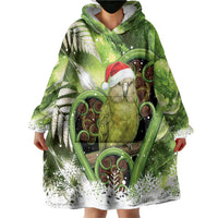 Kakapo New Zealand Christmas In July Wearable Blanket Hoodie NZ Aroha Koru Fern Marble Vibes LT14 - Polynesian Pride