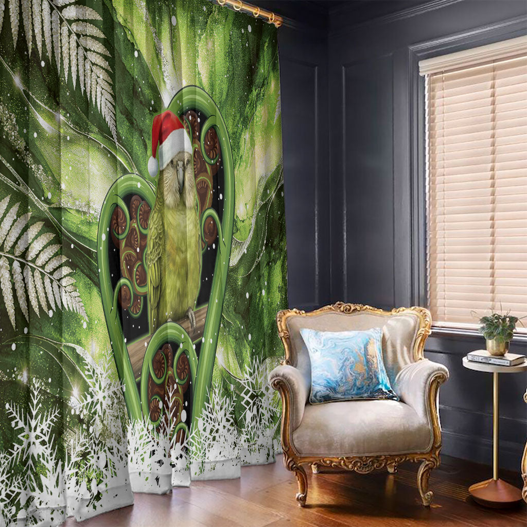Kakapo New Zealand Christmas In July Window Curtain NZ Aroha Koru Fern Marble Vibes LT14 - Polynesian Pride