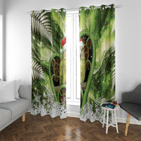 Kakapo New Zealand Christmas In July Window Curtain NZ Aroha Koru Fern Marble Vibes LT14 With Grommets Green - Polynesian Pride