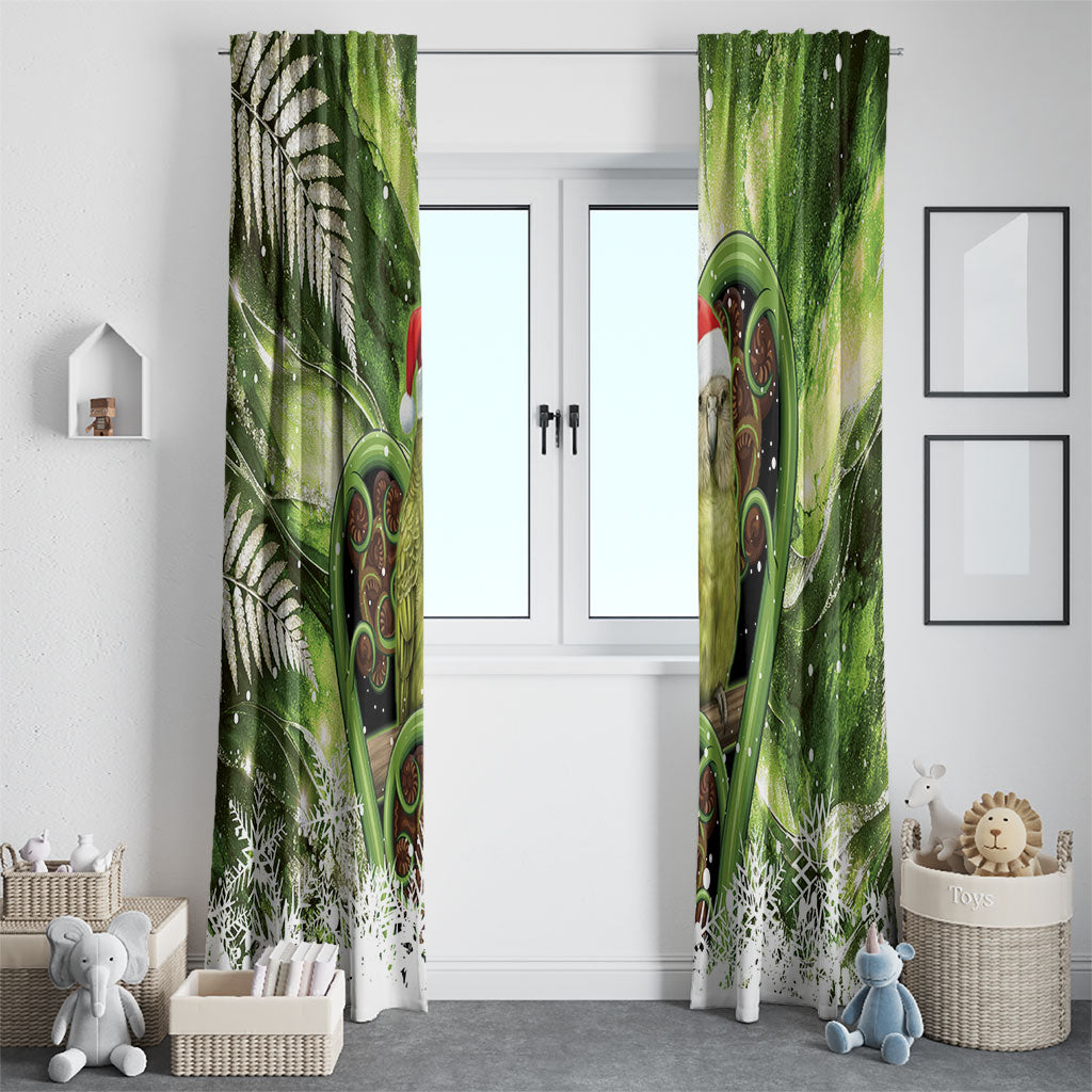Kakapo New Zealand Christmas In July Window Curtain NZ Aroha Koru Fern Marble Vibes LT14 - Polynesian Pride
