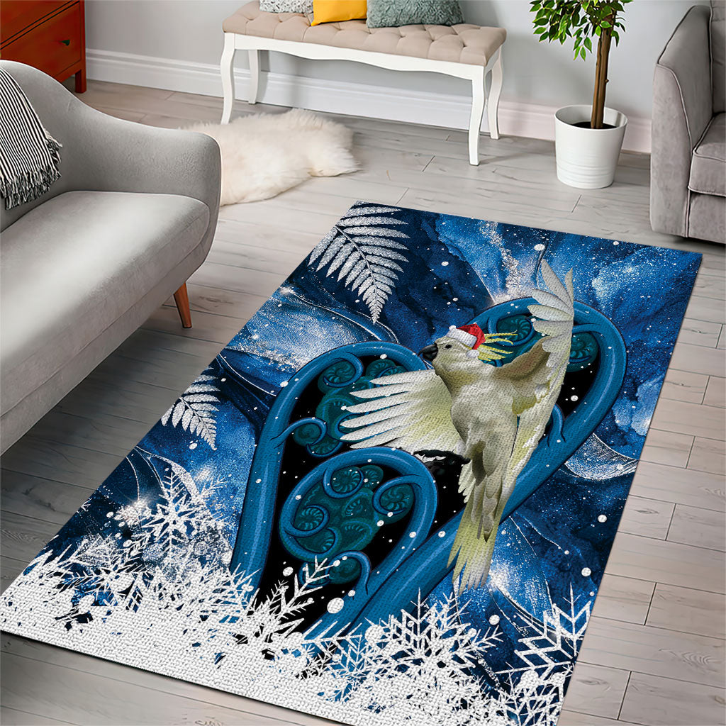 Sulphur-crested Cockatoo New Zealand Christmas In July Area Rug NZ Aroha Koru Fern Marble Vibes LT14 - Polynesian Pride