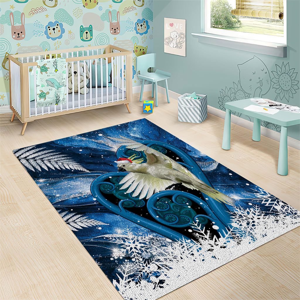 Sulphur-crested Cockatoo New Zealand Christmas In July Area Rug NZ Aroha Koru Fern Marble Vibes LT14 - Polynesian Pride