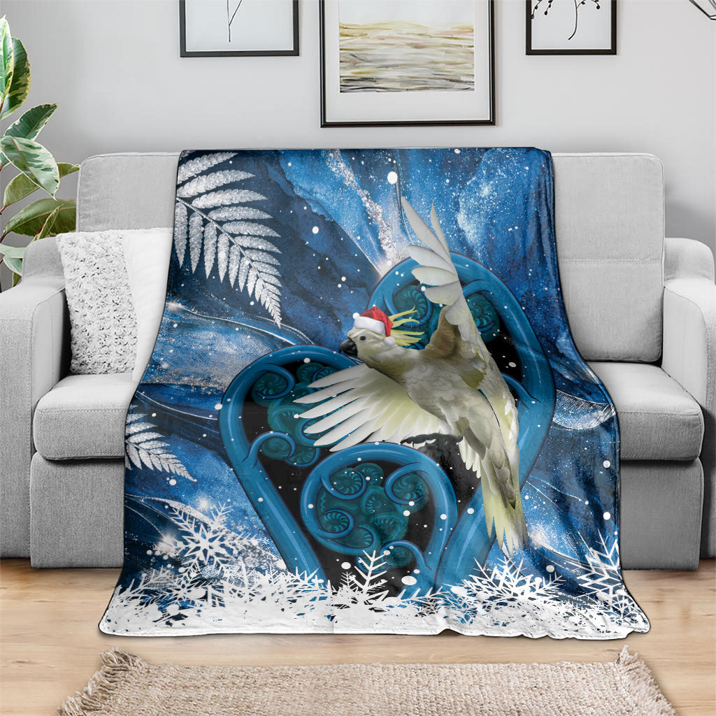 Sulphur-crested Cockatoo New Zealand Christmas In July Blanket NZ Aroha Koru Fern Marble Vibes LT14 - Polynesian Pride