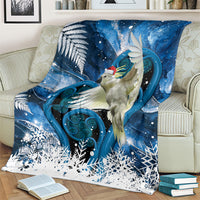 Sulphur-crested Cockatoo New Zealand Christmas In July Blanket NZ Aroha Koru Fern Marble Vibes LT14 - Polynesian Pride