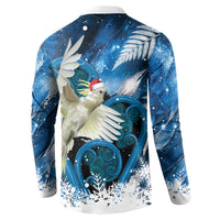 Sulphur-crested Cockatoo New Zealand Christmas In July Button Sweatshirt NZ Aroha Koru Fern Marble Vibes LT14 - Polynesian Pride