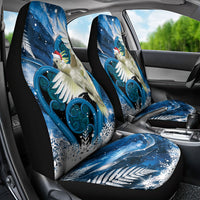 Sulphur-crested Cockatoo New Zealand Christmas In July Car Seat Cover NZ Aroha Koru Fern Marble Vibes LT14 - Polynesian Pride
