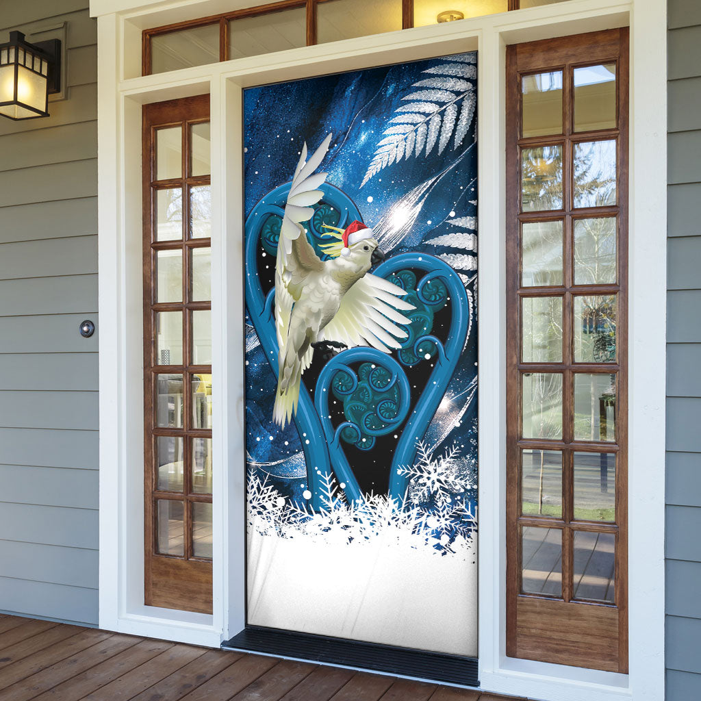 Sulphur-crested Cockatoo New Zealand Christmas In July Door Cover NZ Aroha Koru Fern Marble Vibes LT14 - Polynesian Pride