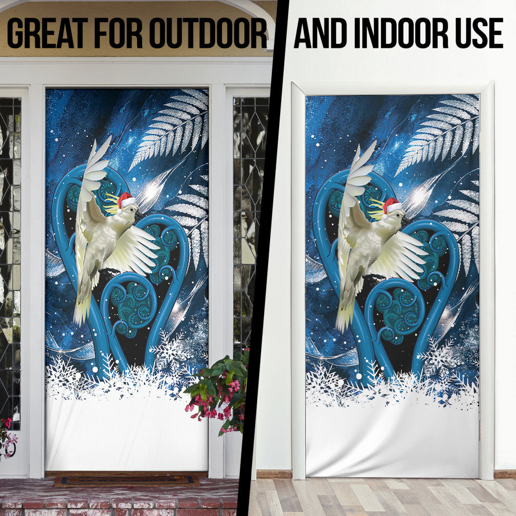 Sulphur-crested Cockatoo New Zealand Christmas In July Door Cover NZ Aroha Koru Fern Marble Vibes LT14 - Polynesian Pride