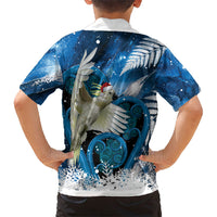 Sulphur-crested Cockatoo New Zealand Christmas In July Family Matching Short Sleeve Bodycon Dress and Hawaiian Shirt NZ Aroha Koru Fern Marble Vibes LT14 - Polynesian Pride