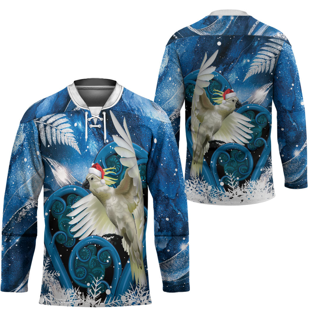 Sulphur-crested Cockatoo New Zealand Christmas In July Hockey Jersey NZ Aroha Koru Fern Marble Vibes LT14 - Polynesian Pride