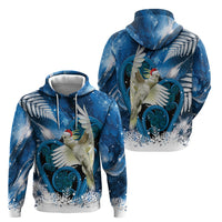 Sulphur-crested Cockatoo New Zealand Christmas In July Hoodie NZ Aroha Koru Fern Marble Vibes LT14 - Polynesian Pride