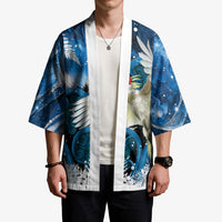 Sulphur-crested Cockatoo New Zealand Christmas In July Kimono NZ Aroha Koru Fern Marble Vibes LT14 - Polynesian Pride