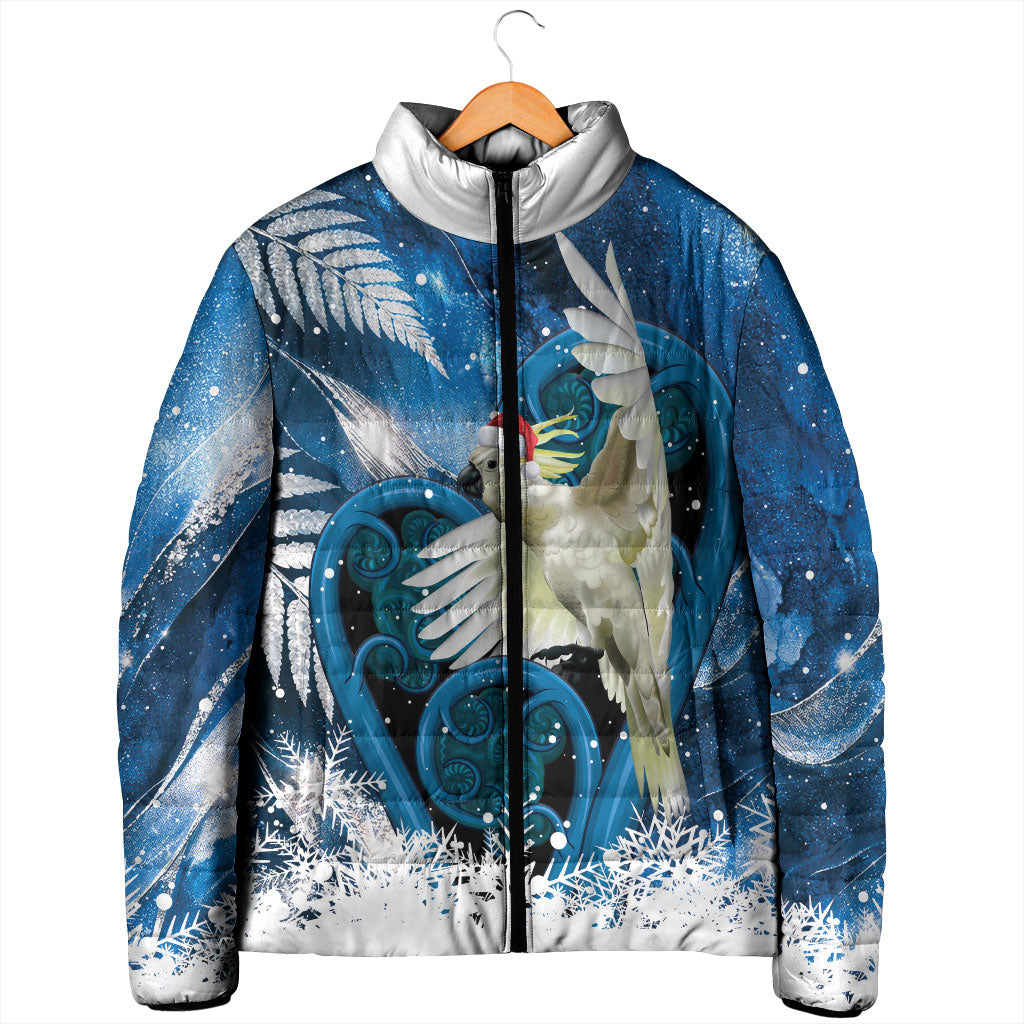 Sulphur-crested Cockatoo New Zealand Christmas In July Padded Jacket NZ Aroha Koru Fern Marble Vibes LT14 - Polynesian Pride