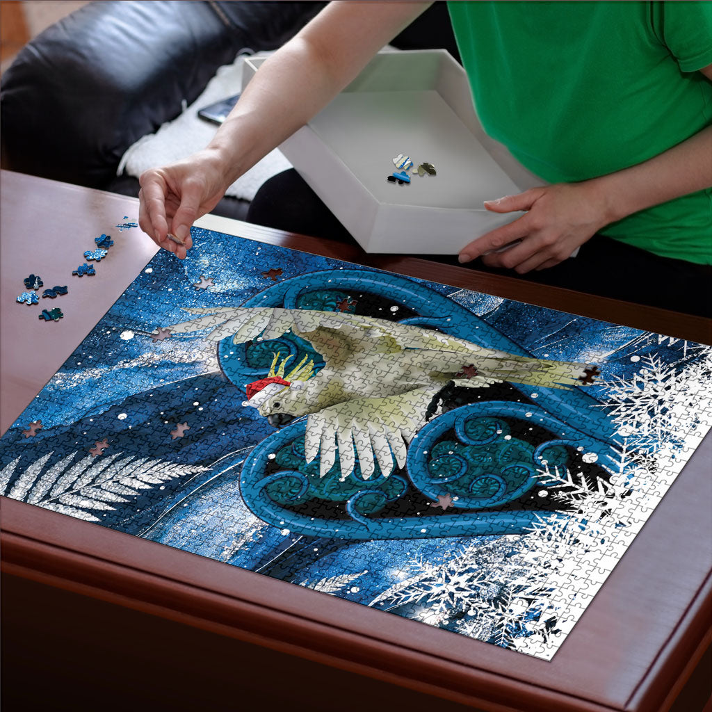 Sulphur-crested Cockatoo New Zealand Christmas In July Puzzle NZ Aroha Koru Fern Marble Vibes LT14 - Polynesian Pride