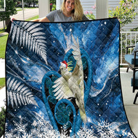 Sulphur-crested Cockatoo New Zealand Christmas In July Quilt NZ Aroha Koru Fern Marble Vibes LT14 Blue - Polynesian Pride