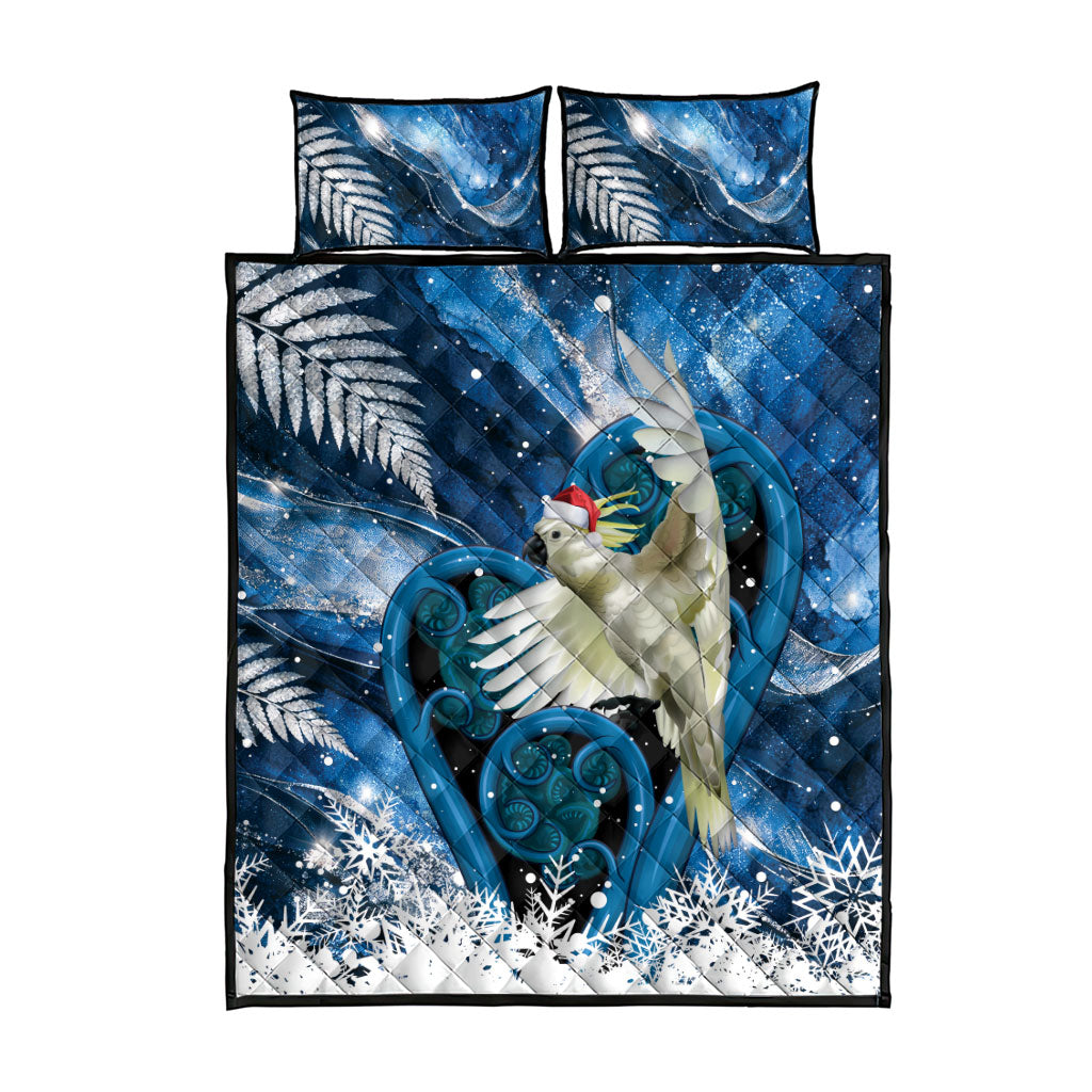 Sulphur-crested Cockatoo New Zealand Christmas In July Quilt Bed Set NZ Aroha Koru Fern Marble Vibes LT14 - Polynesian Pride