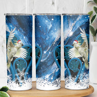 Sulphur-crested Cockatoo New Zealand Christmas In July Skinny Tumbler NZ Aroha Koru Fern Marble Vibes LT14 - Polynesian Pride