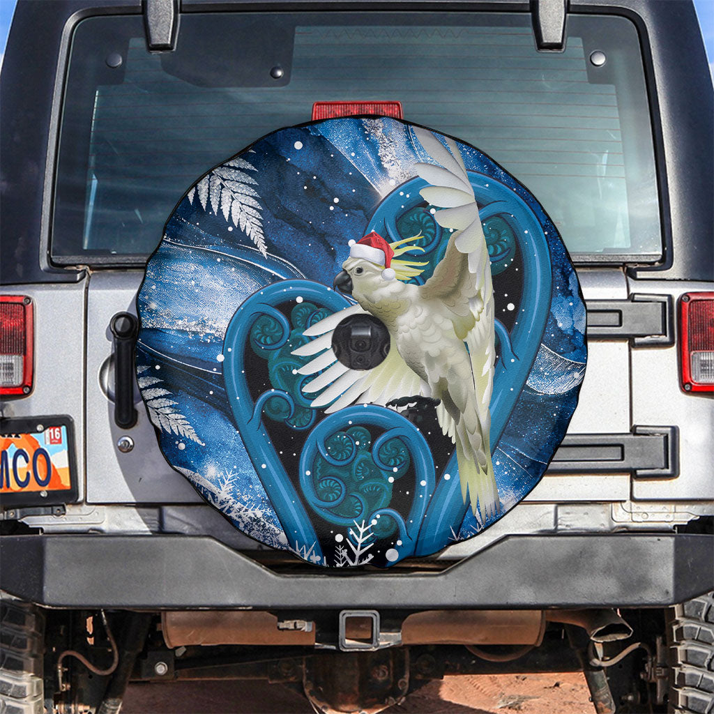 Sulphur-crested Cockatoo New Zealand Christmas In July Spare Tire Cover NZ Aroha Koru Fern Marble Vibes LT14 Blue - Polynesian Pride