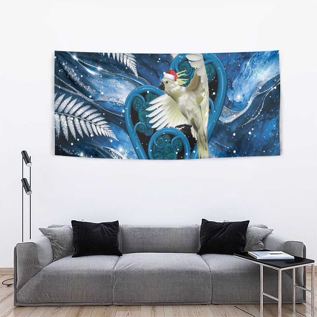 Sulphur-crested Cockatoo New Zealand Christmas In July Tapestry NZ Aroha Koru Fern Marble Vibes LT14 - Polynesian Pride