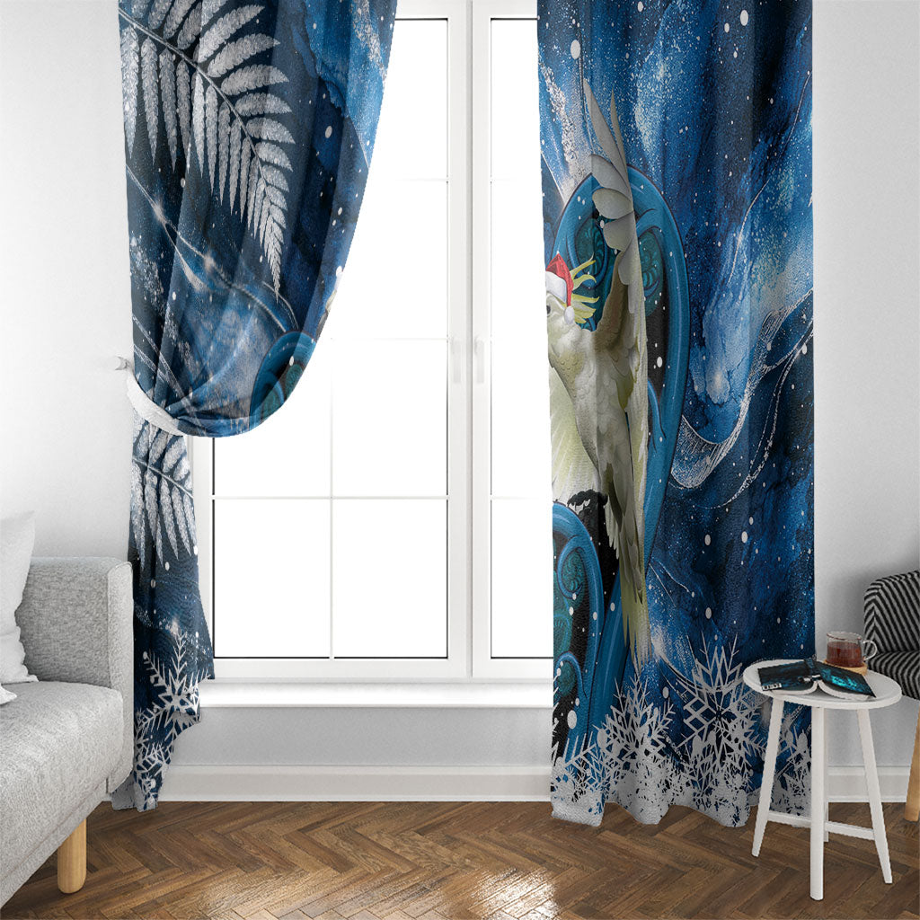 Sulphur-crested Cockatoo New Zealand Christmas In July Window Curtain NZ Aroha Koru Fern Marble Vibes LT14 - Polynesian Pride