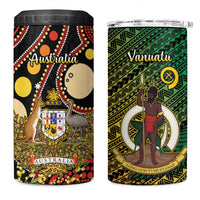 Vanuatu and Australia 4 in 1 Can Cooler Tumbler Vanuatuan Polynesian Mix Aussie Aboriginal Art