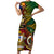 Vanuatu and Australia Short Sleeve Bodycon Dress Vanuatuan Polynesian Mix Aussie Aboriginal Art LT14 Long Dress Black - Polynesian Pride